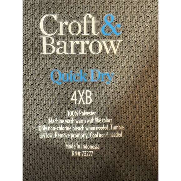 Croft & Barrow Quick Dry Mens Short Sleeve Shirt 4XB Blue Polyester Button-Down - Picture 11 of 13